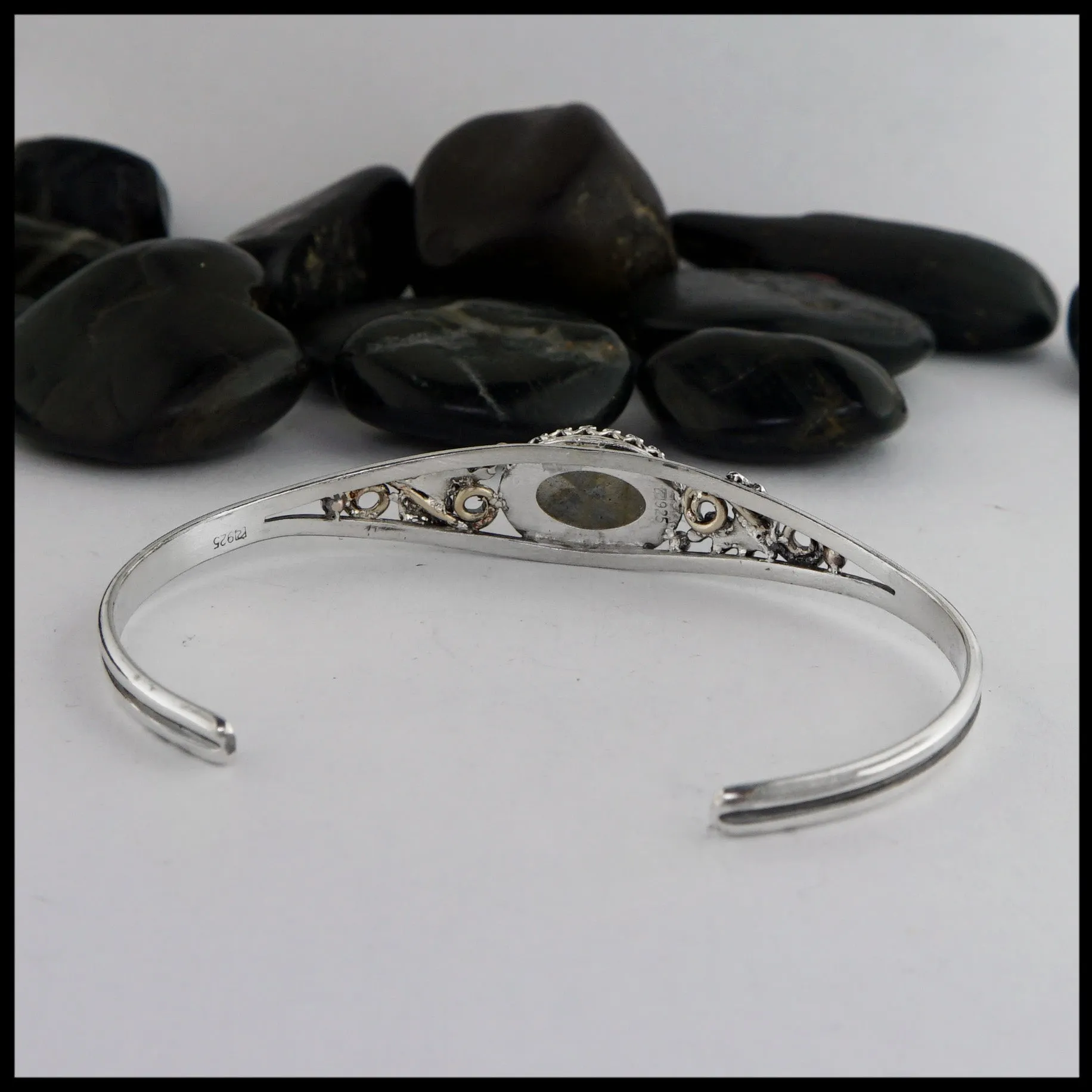 Oak Leaf Cuff Bracelet with Labradorite