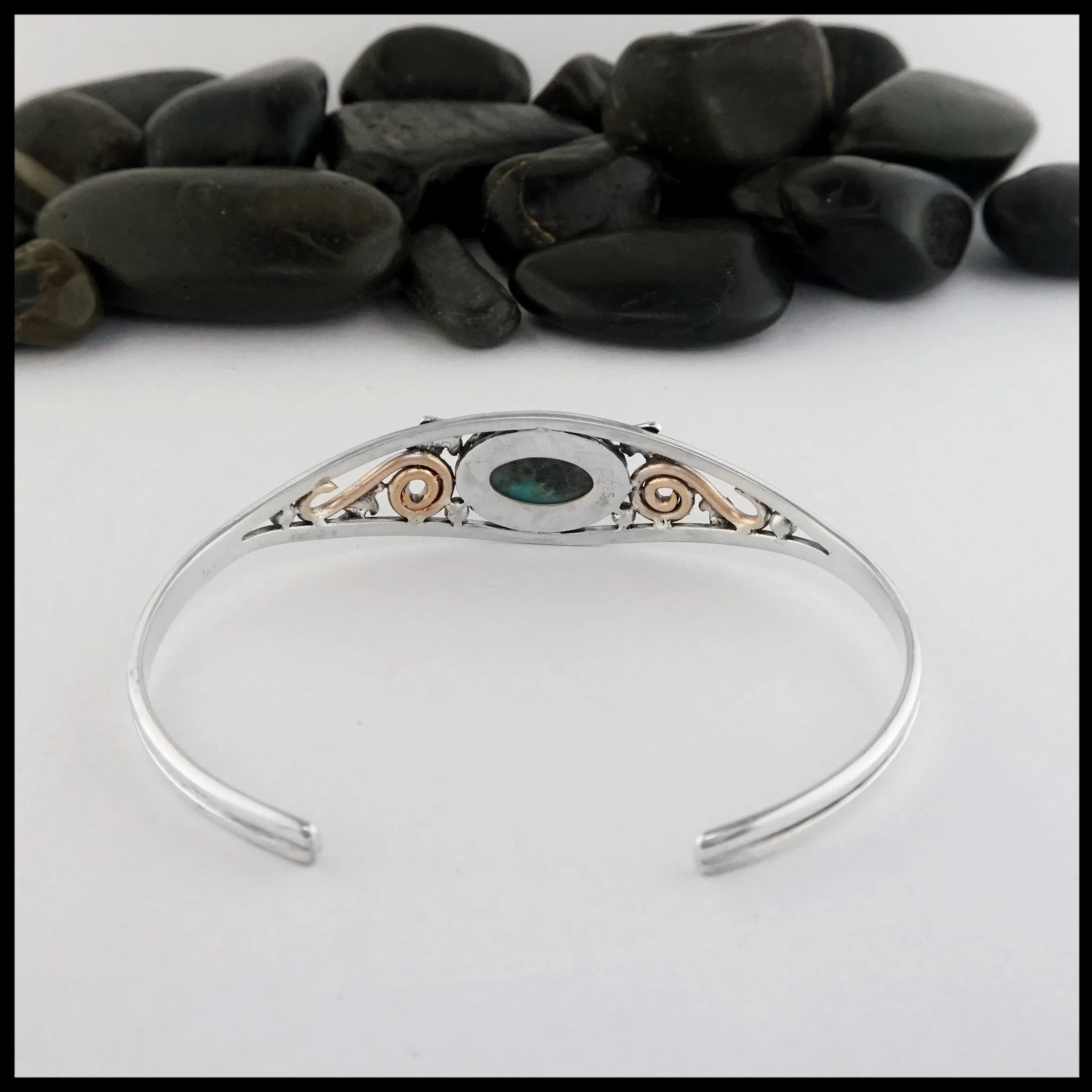 Oak Leaf Cuff Bracelet with Turquoise