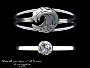 Ocean Wave Cuff Bracelet Sterling Silver