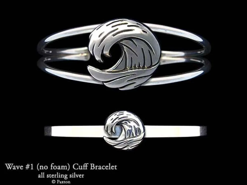 Ocean Wave Cuff Bracelet Sterling Silver