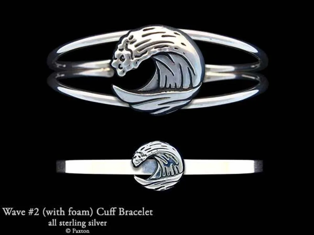 Ocean Wave Cuff Bracelet Sterling Silver