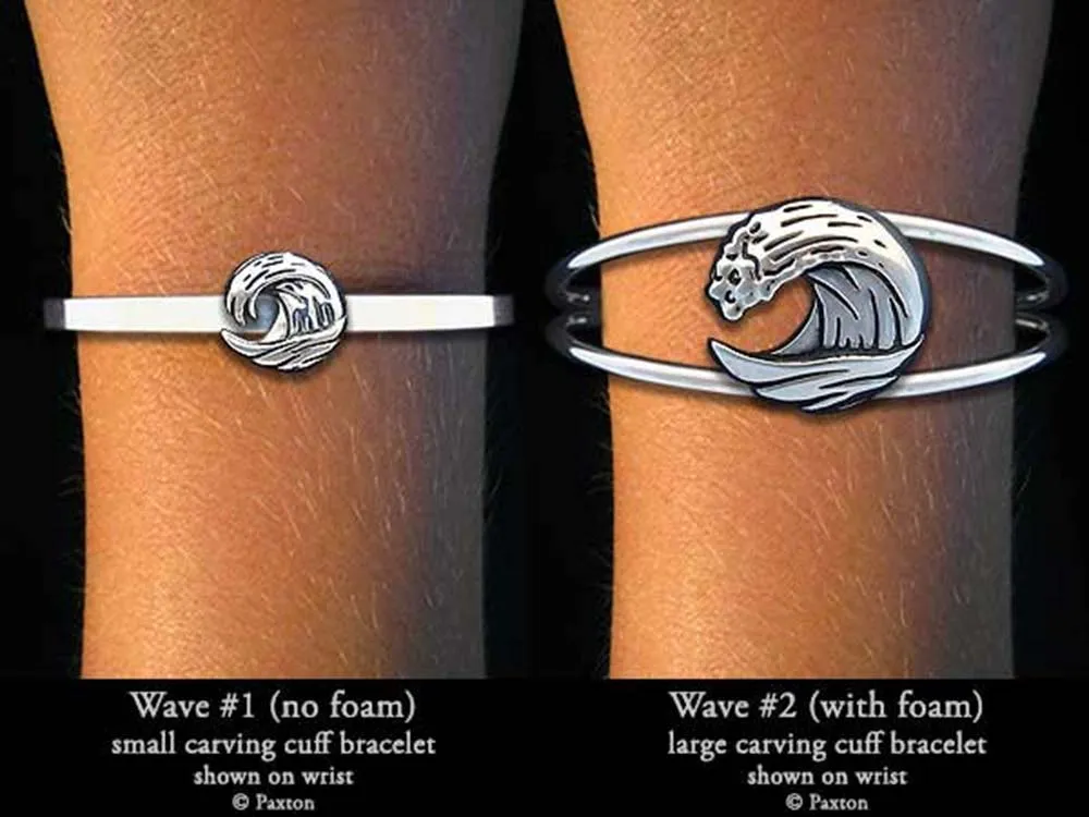 Ocean Wave Cuff Bracelet Sterling Silver