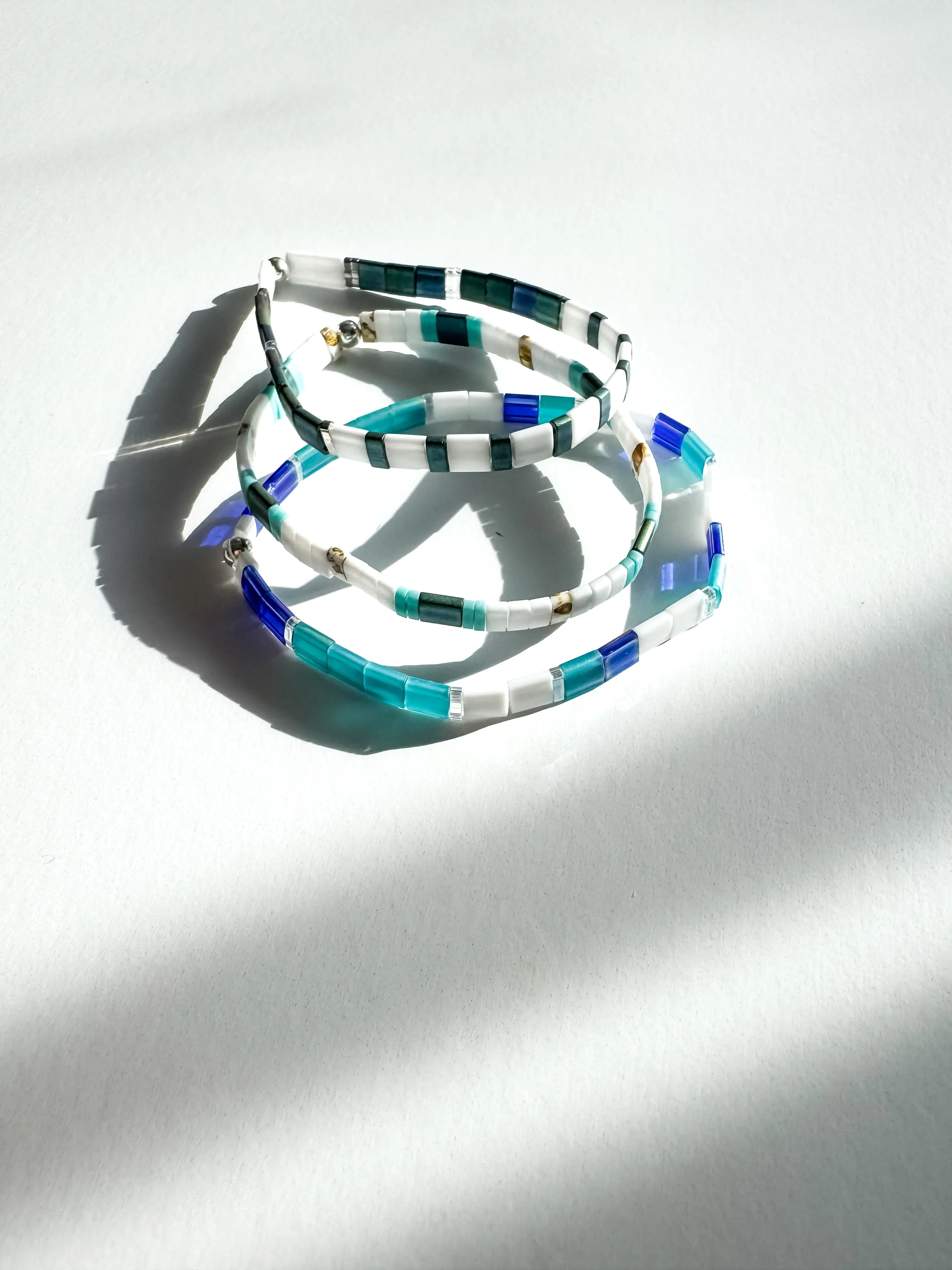 OCEANA | Glass Tila Bead Stretch Bracelets