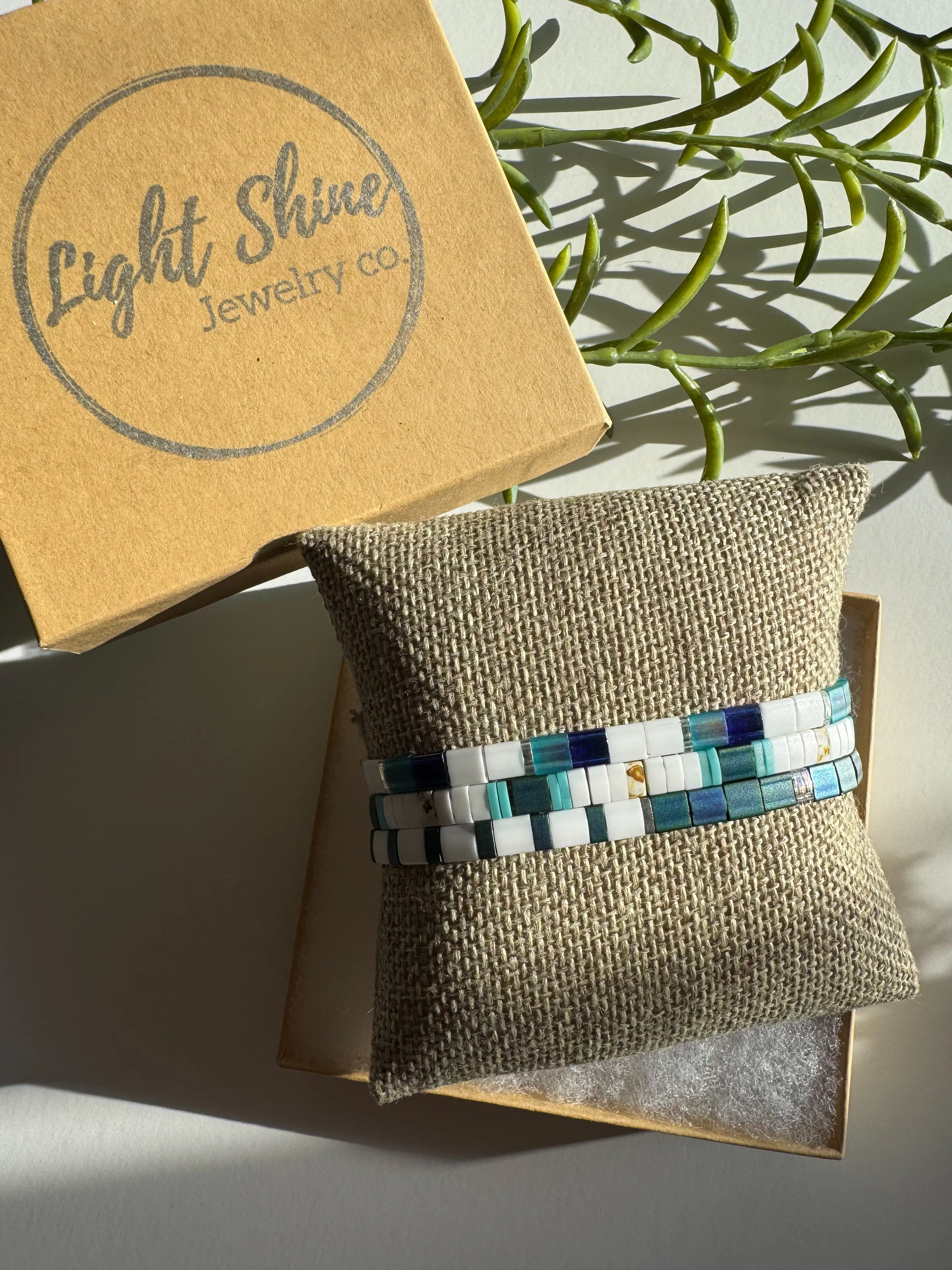 OCEANA | Glass Tila Bead Stretch Bracelets