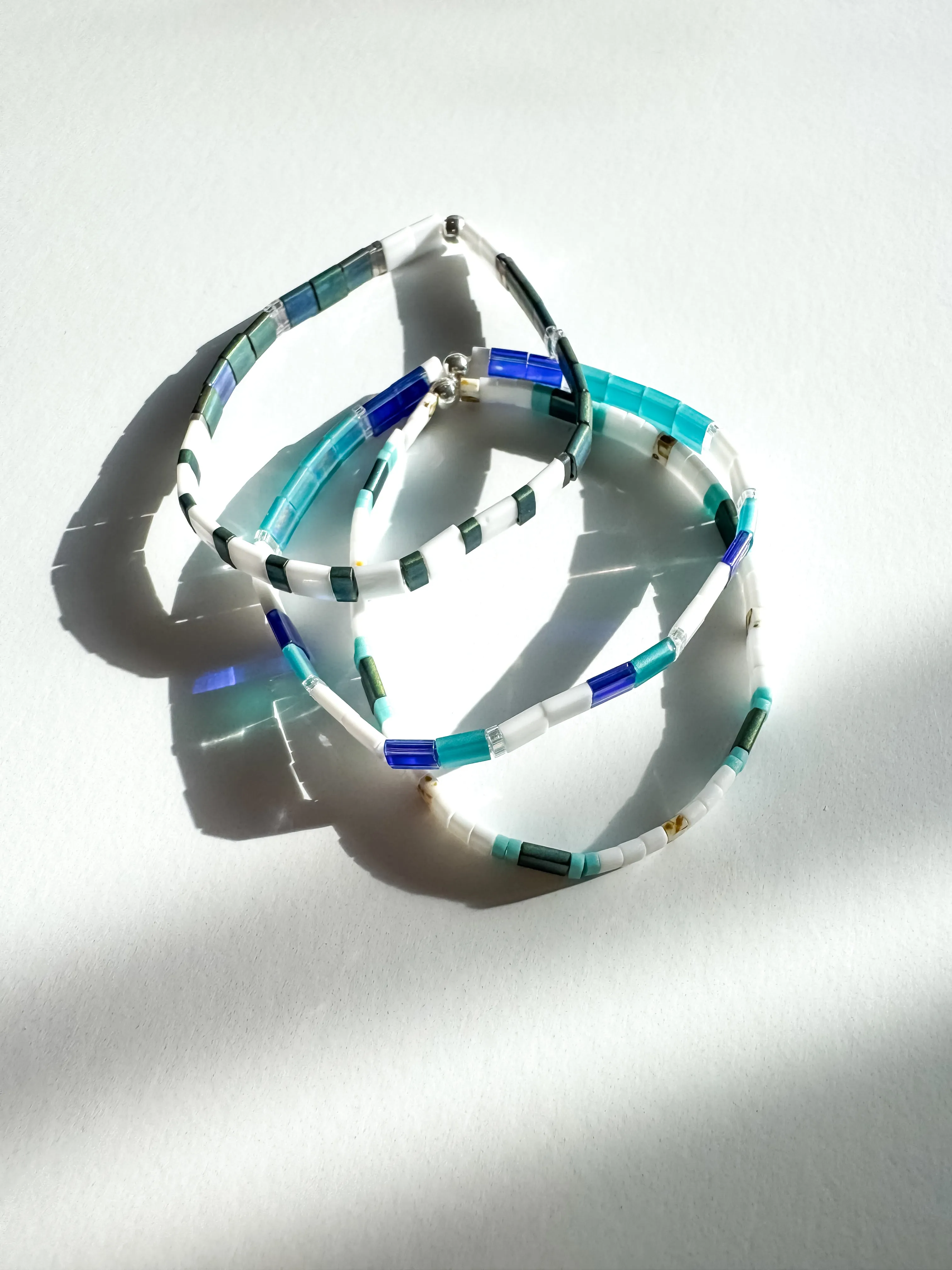 OCEANA | Glass Tila Bead Stretch Bracelets