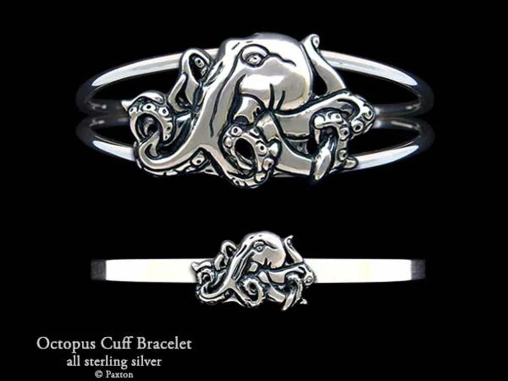 Octopus Cuff Bracelet Sterling Silver