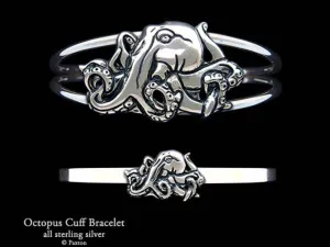 Octopus Cuff Bracelet Sterling Silver