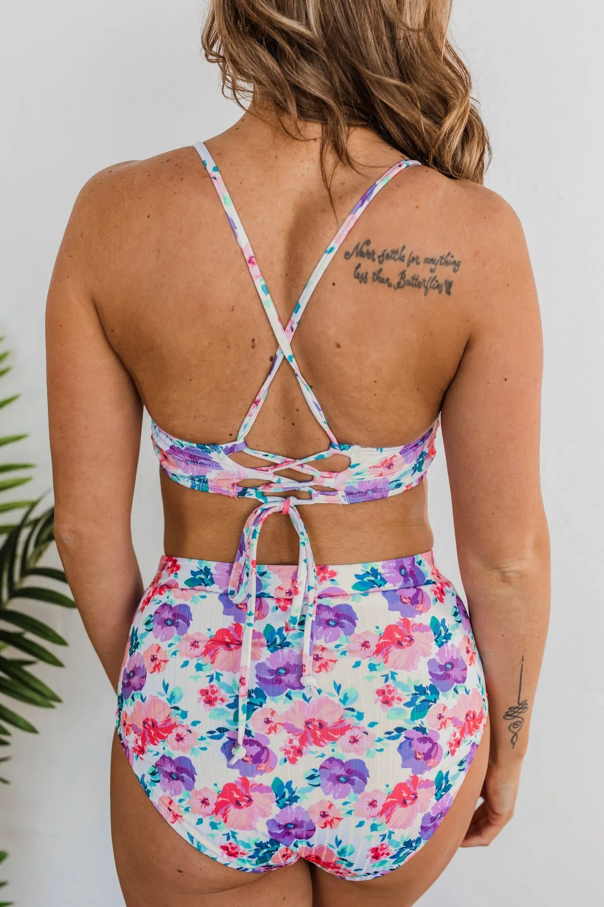 Off To The Ocean Triangle Bikini Top- Pink & Purple Floral