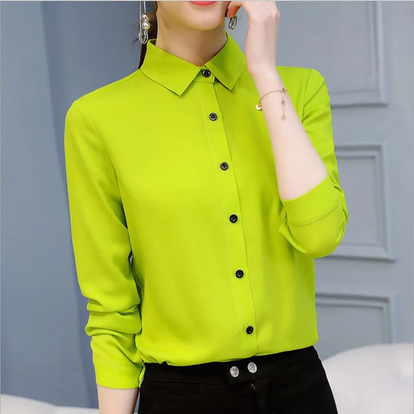 Office/Business wear for women/ Casual Chiffon Long Sleeve Elegant Women Blouse
