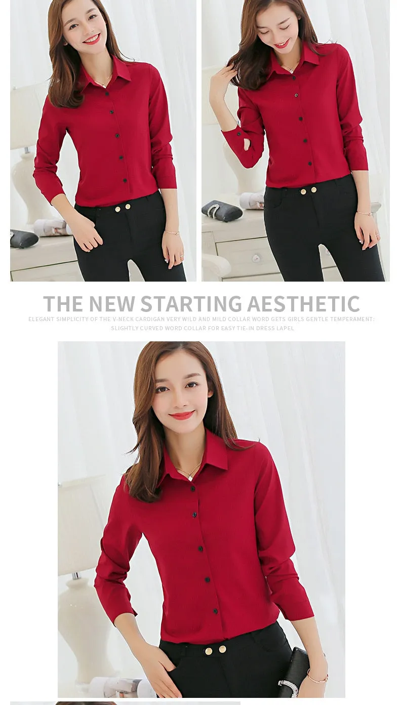 Office/Business wear for women/ Casual Chiffon Long Sleeve Elegant Women Blouse