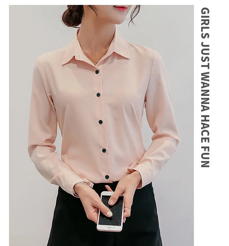 Office/Business wear for women/ Casual Chiffon Long Sleeve Elegant Women Blouse