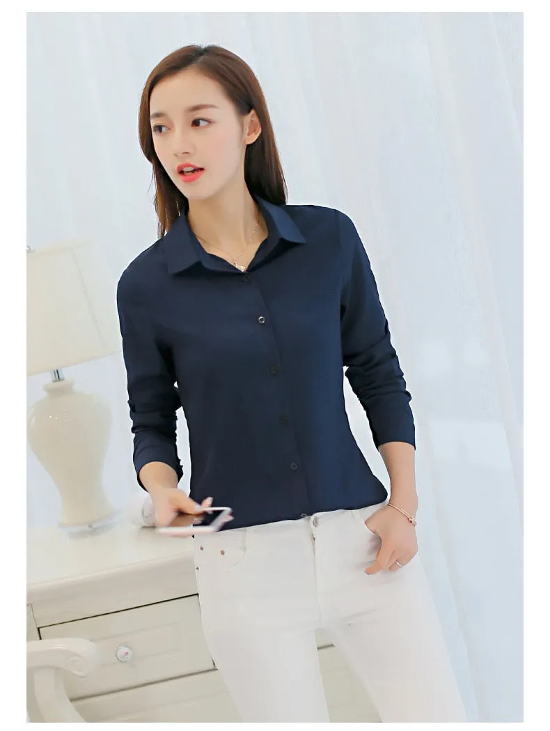 Office/Business wear for women/ Casual Chiffon Long Sleeve Elegant Women Blouse