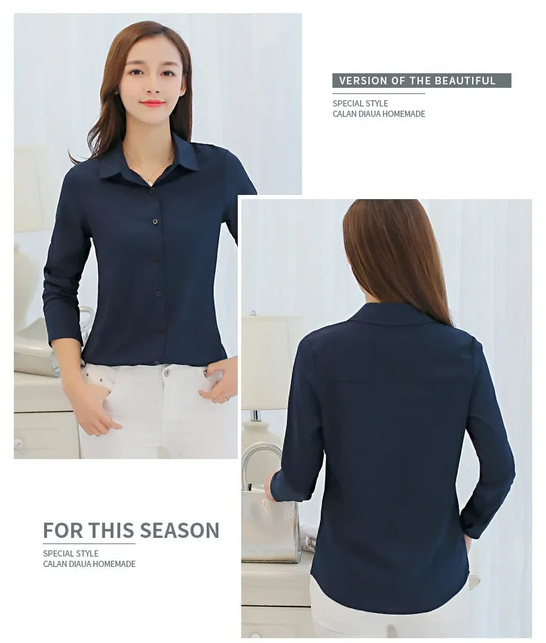 Office/Business wear for women/ Casual Chiffon Long Sleeve Elegant Women Blouse