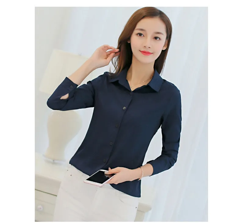 Office/Business wear for women/ Casual Chiffon Long Sleeve Elegant Women Blouse