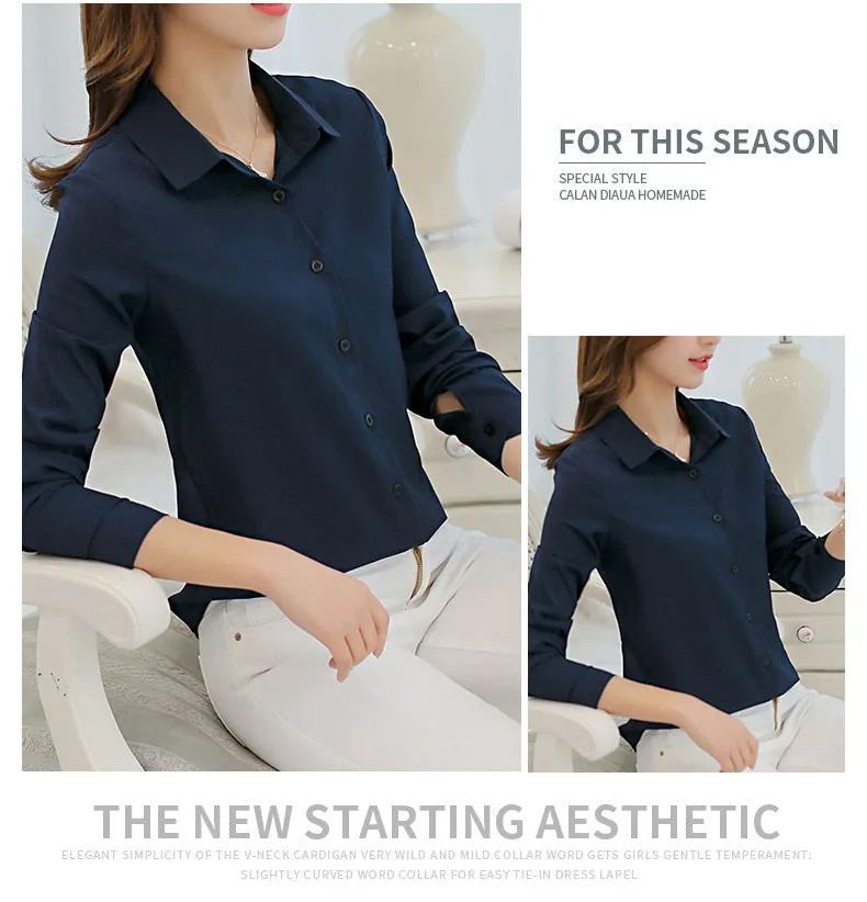 Office/Business wear for women/ Casual Chiffon Long Sleeve Elegant Women Blouse