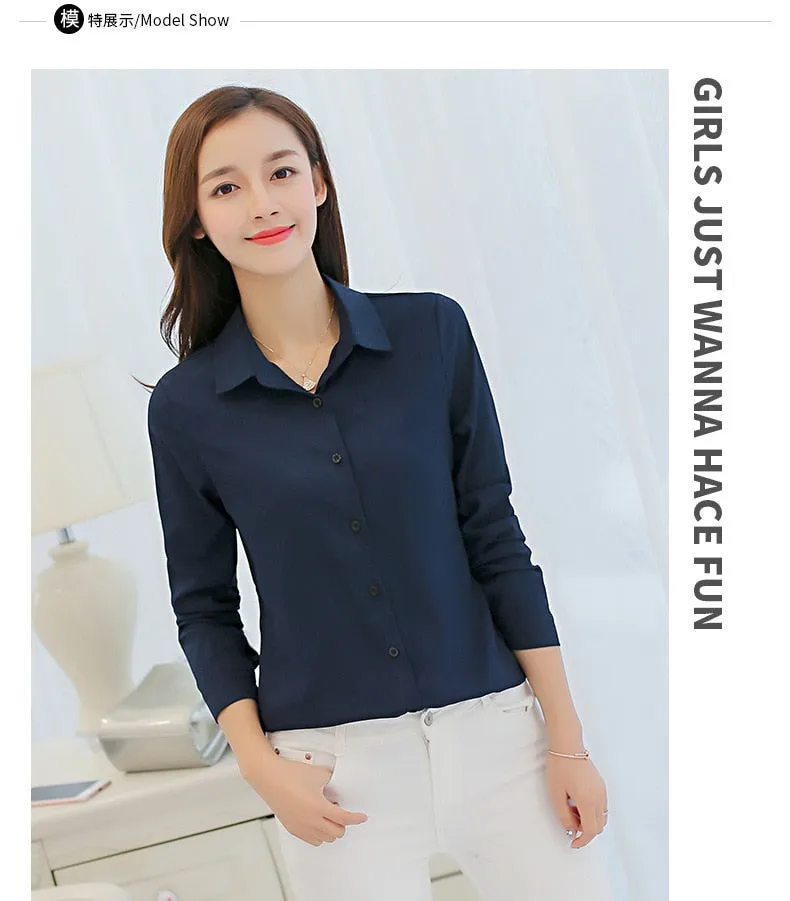Office/Business wear for women/ Casual Chiffon Long Sleeve Elegant Women Blouse