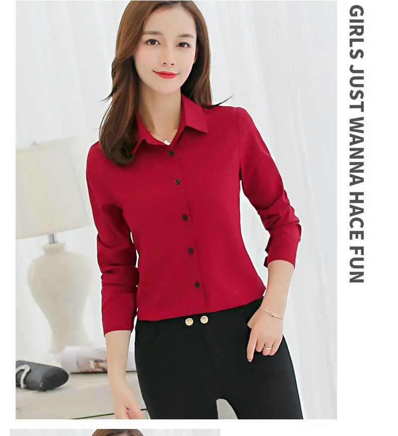 Office/Business wear for women/ Casual Chiffon Long Sleeve Elegant Women Blouse