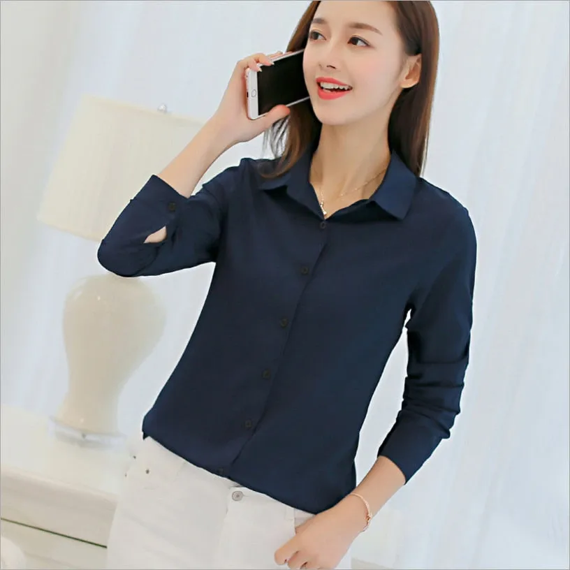 Office/Business wear for women/ Casual Chiffon Long Sleeve Elegant Women Blouse