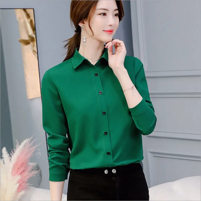 Office/Business wear for women/ Casual Chiffon Long Sleeve Elegant Women Blouse