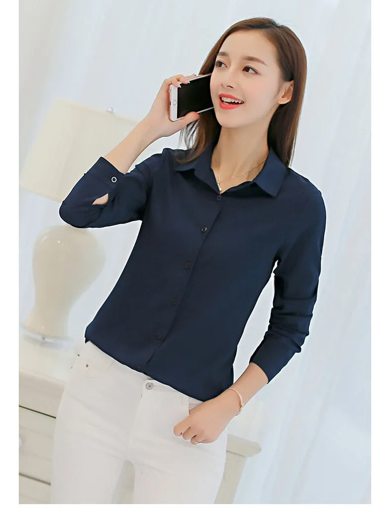 Office/Business wear for women/ Casual Chiffon Long Sleeve Elegant Women Blouse