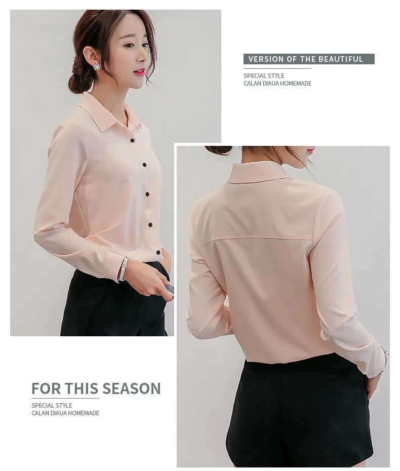 Office/Business wear for women/ Casual Chiffon Long Sleeve Elegant Women Blouse