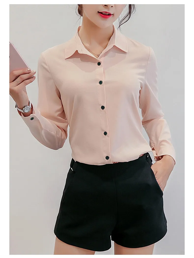 Office/Business wear for women/ Casual Chiffon Long Sleeve Elegant Women Blouse