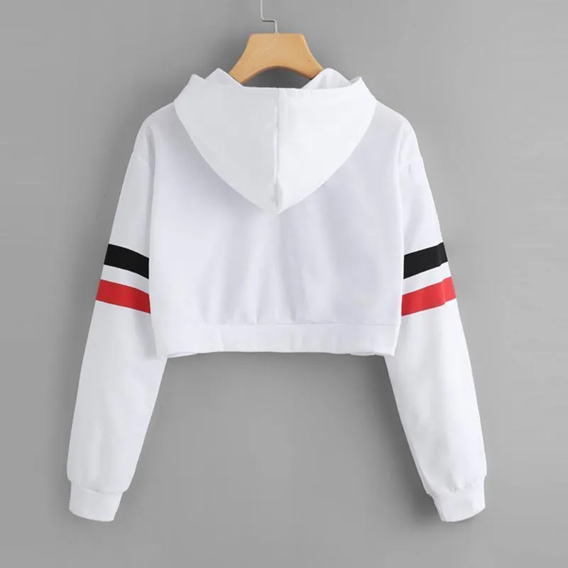 'Okay' Striped Crop Hoodie