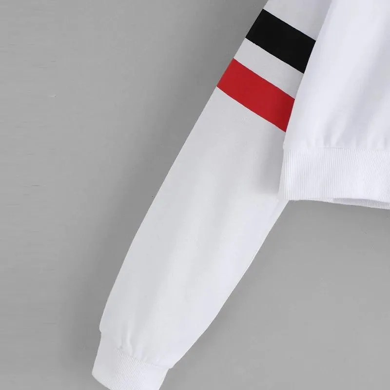 'Okay' Striped Crop Hoodie