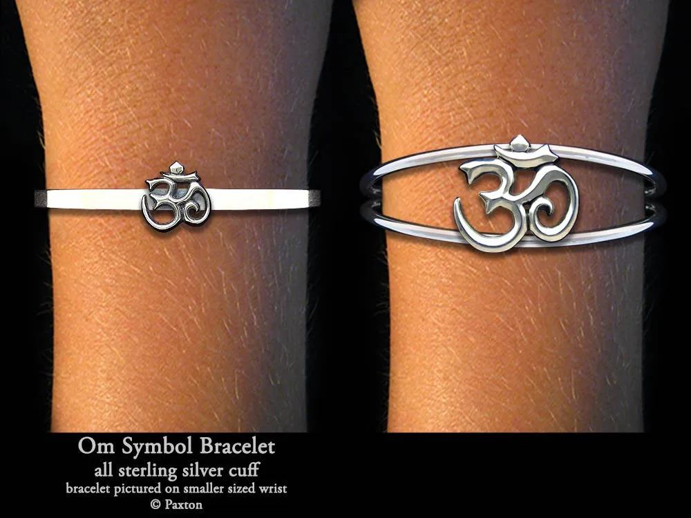 Om Symbol Cuff Bracelet Sterling Silver