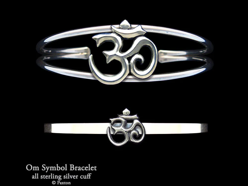 Om Symbol Cuff Bracelet Sterling Silver