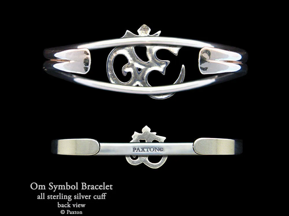 Om Symbol Cuff Bracelet Sterling Silver