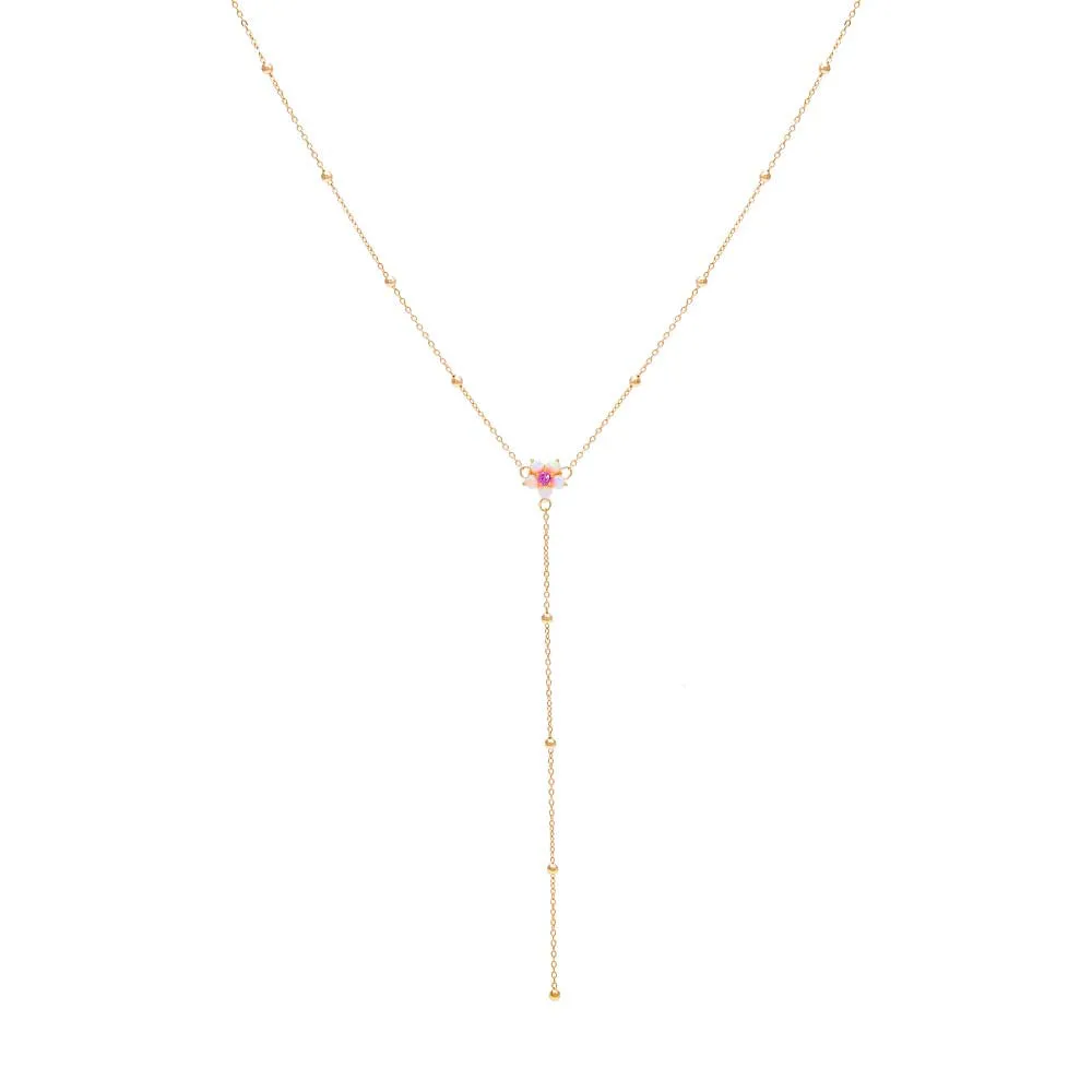 Opal Flower Beaded Chain Lariat