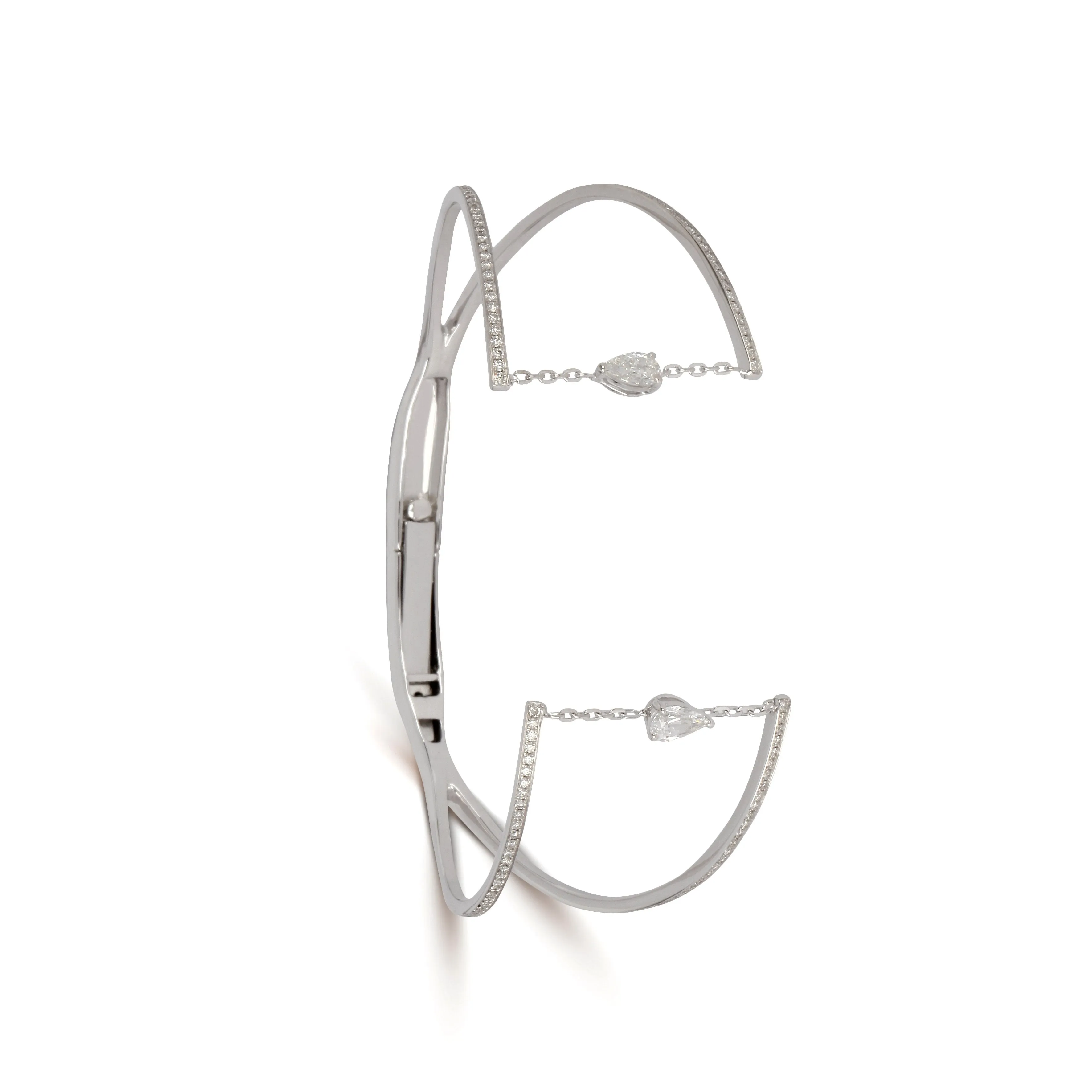 Open Diamond Wide Cuff Bracelet