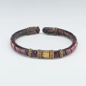 Organic Leather, Stainless Steel, Open Cuff Bangle Design, Adorable Wristband