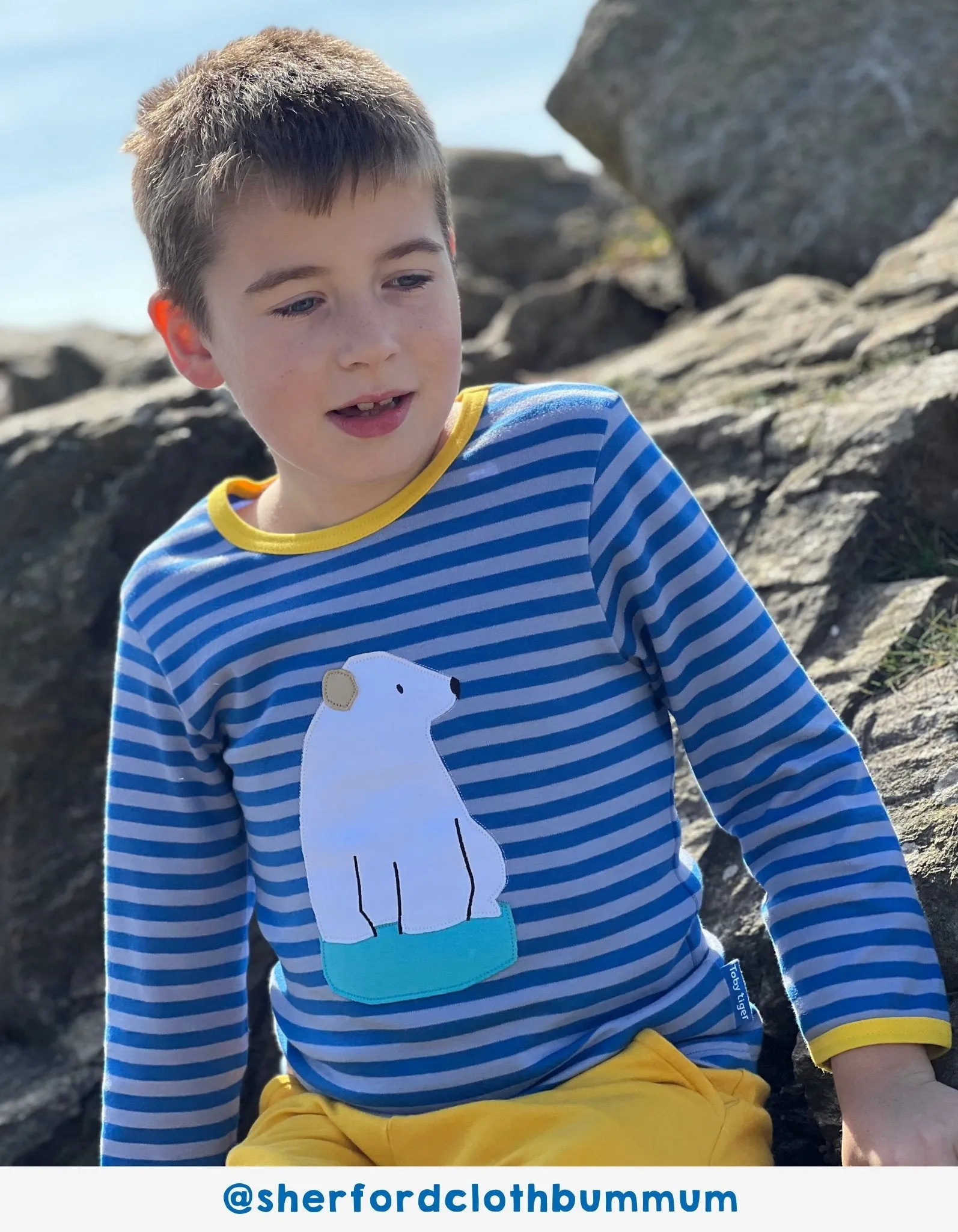 Organic Polar Bear Applique Long-Sleeve T-Shirt