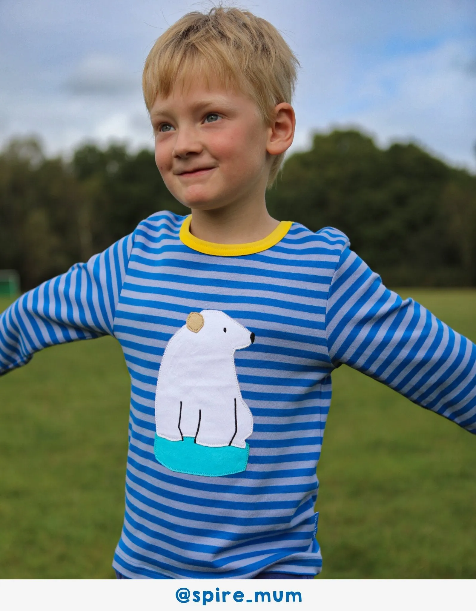 Organic Polar Bear Applique Long-Sleeve T-Shirt