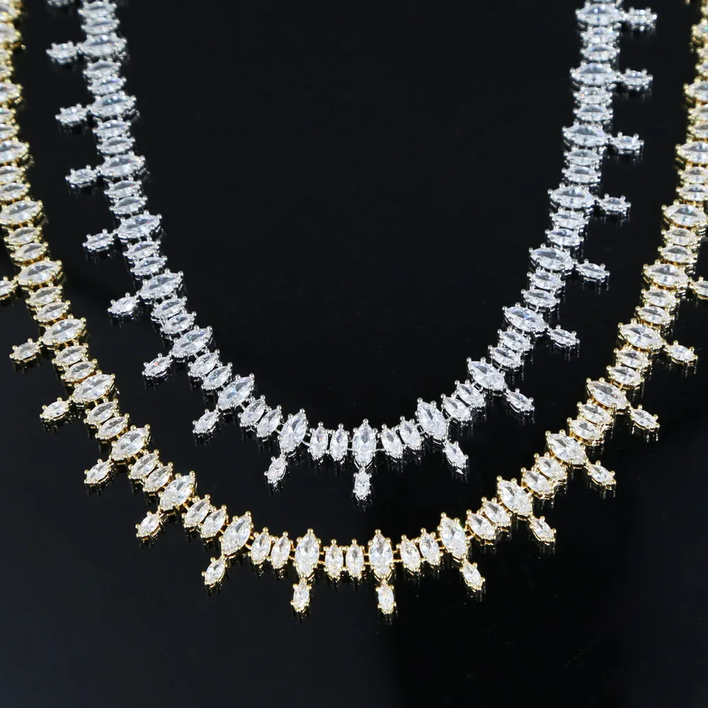 Oval Shape Cubic Zirconia Multi Layers Jewelry