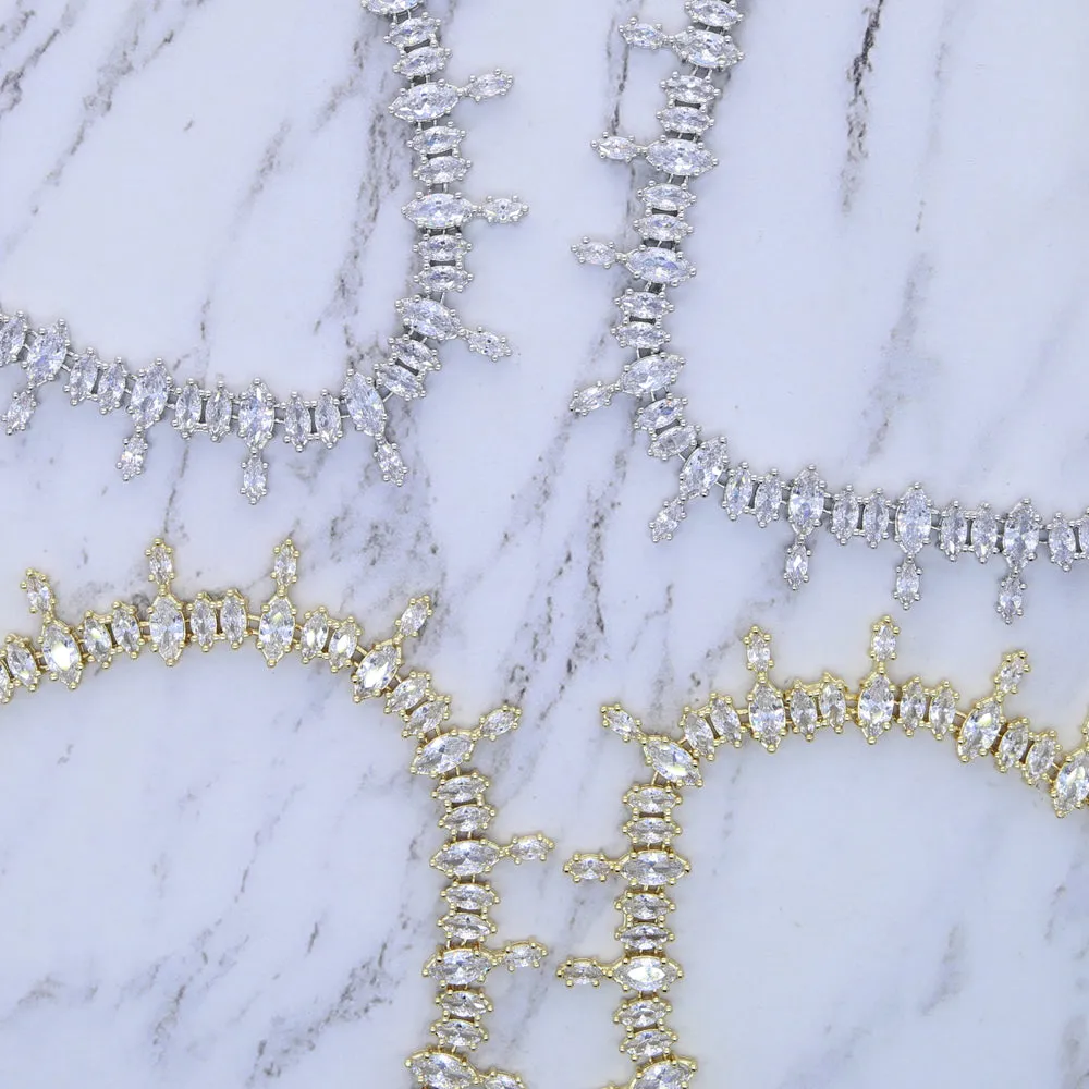Oval Shape Cubic Zirconia Multi Layers Jewelry