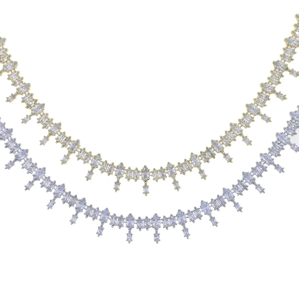 Oval Shape Cubic Zirconia Multi Layers Jewelry