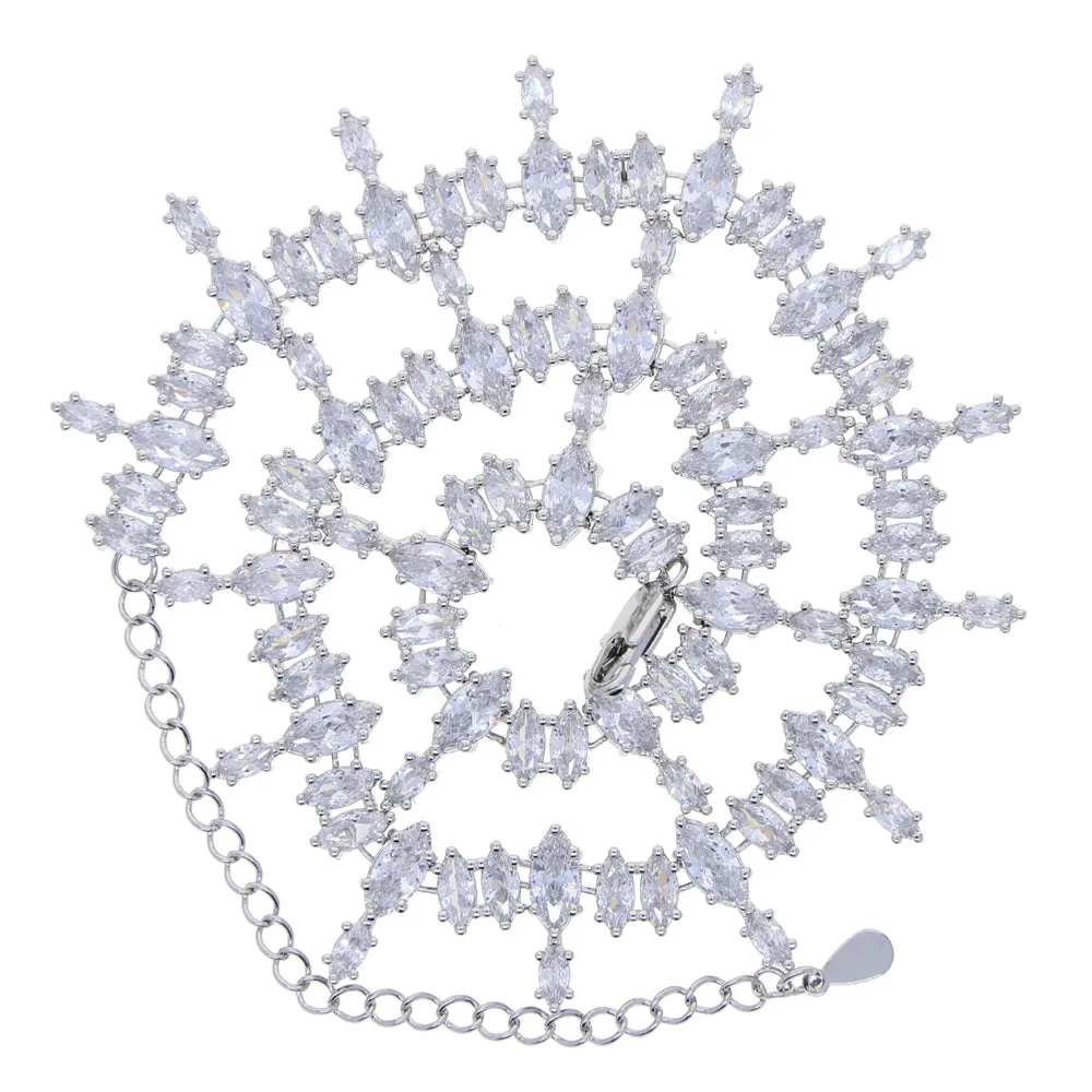 Oval Shape Cubic Zirconia Multi Layers Jewelry