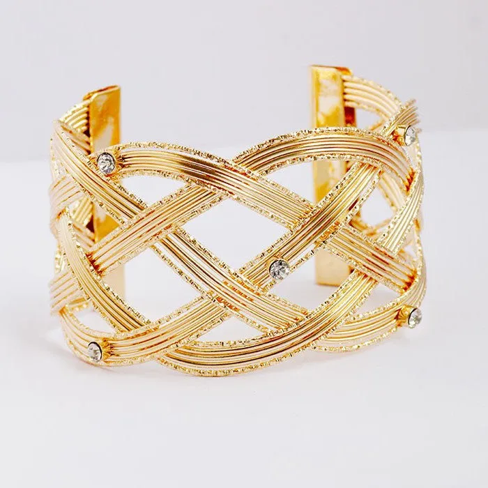 Overlapping Strands Crystal Bracelet