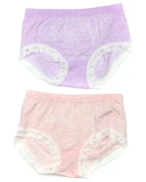 Pack of 2 Basic Soft Cotton Stretchable Lace Panty FP-657 - Mix Colors