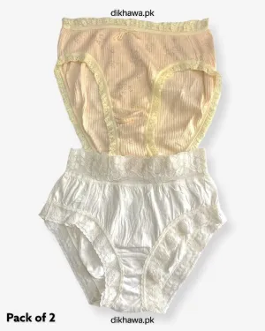 Pack of 2 Imported Stocklot Branded Cotton Panty Stretchable Cotton Lace Panty 2021
