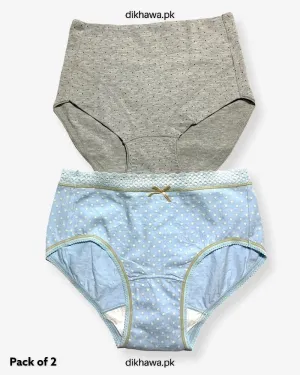 Pack of 2 Imported Stocklot Branded Cotton Panty Stretchable Cotton Lace Panty 2021