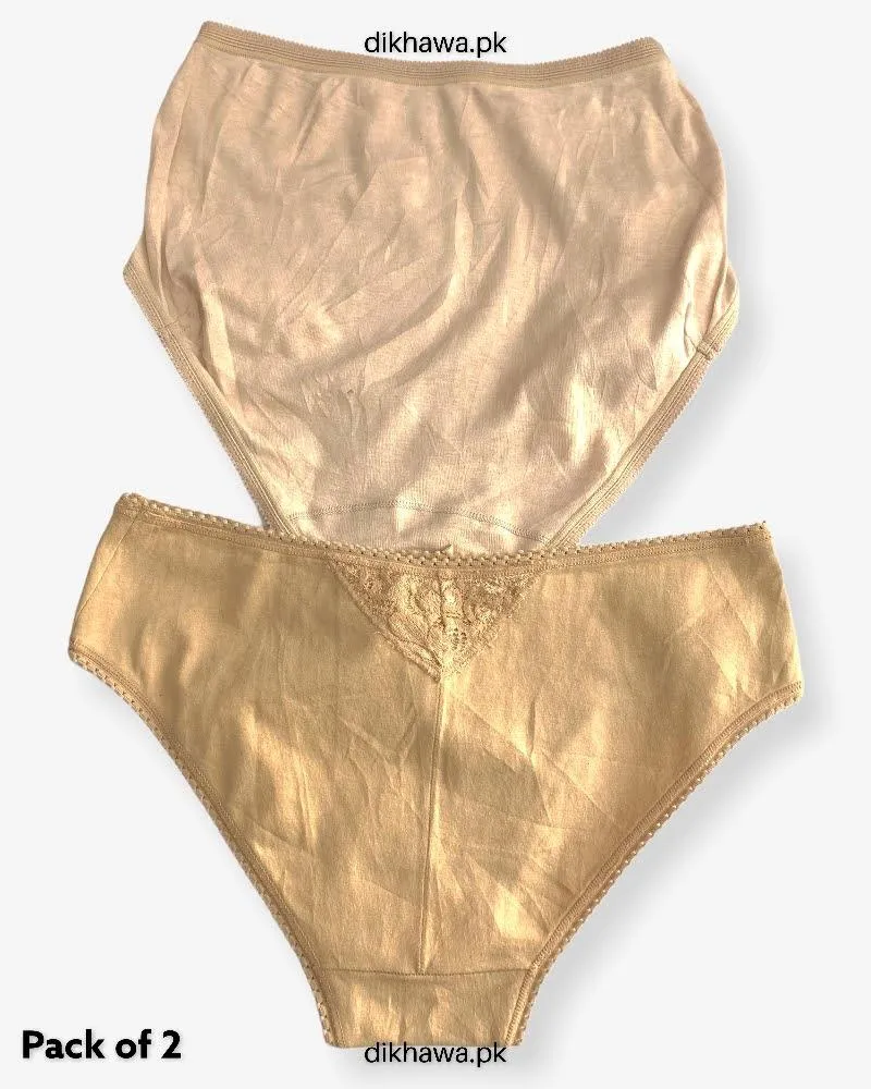Pack of 2 Imported Stocklot Branded Cotton Panty Stretchable Cotton Lace Panty 2021