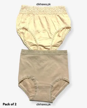 Pack of 2 Imported Stocklot Branded Cotton Panty Stretchable Cotton Lace Panty 2021