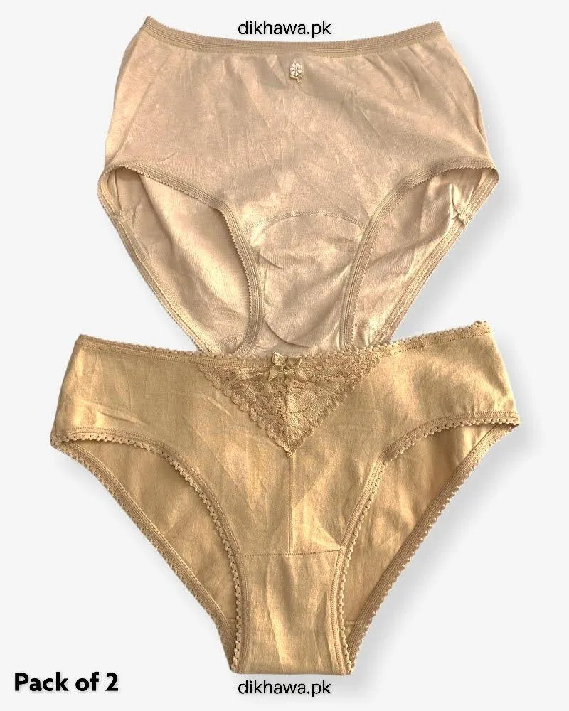 Pack of 2 Imported Stocklot Branded Cotton Panty Stretchable Cotton Lace Panty 2021