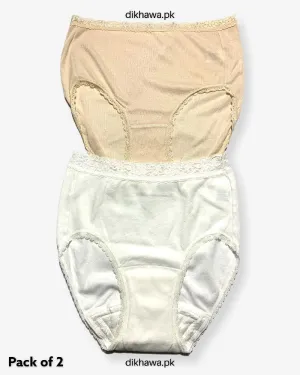 Pack of 2 Imported Stocklot Branded Cotton Panty Stretchable Cotton Lace Panty 2021