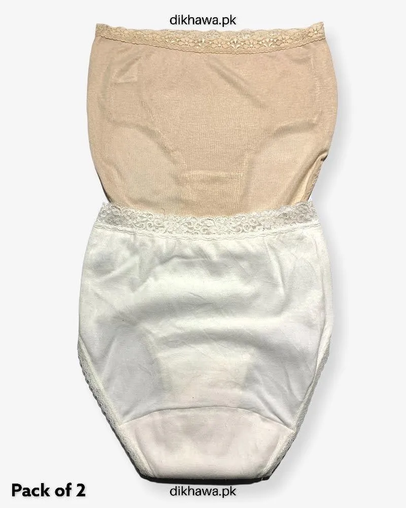 Pack of 2 Imported Stocklot Branded Cotton Panty Stretchable Cotton Lace Panty 2021