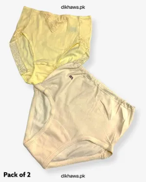 Pack of 2 Imported Stocklot Branded Cotton Panty Stretchable Cotton Lace Panty 2021